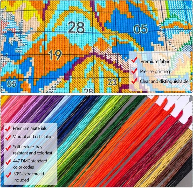 Zhenqing Cat Stamped Cross Stitch Kits for Adults Beginners, DIY Animals Cross Stitch Patterns Kits Printed Needlepoint Kits,Crafts Embroidery Kits for Home Decor-Cat-Themed 4-Piece Set(69207) - Image 5